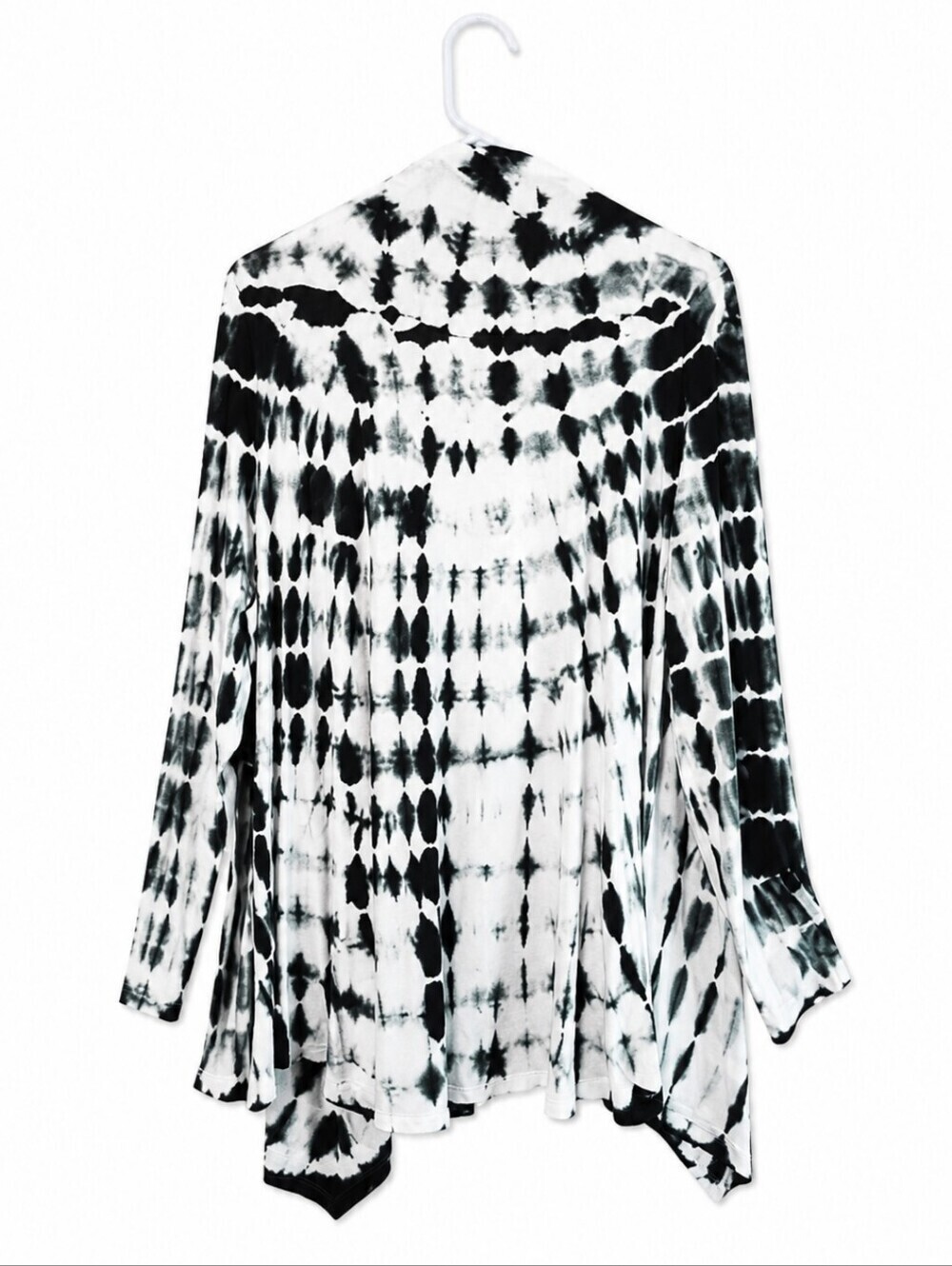 Tie-Dye Open Front Cardigan - Black & White - Picture 3 of 4